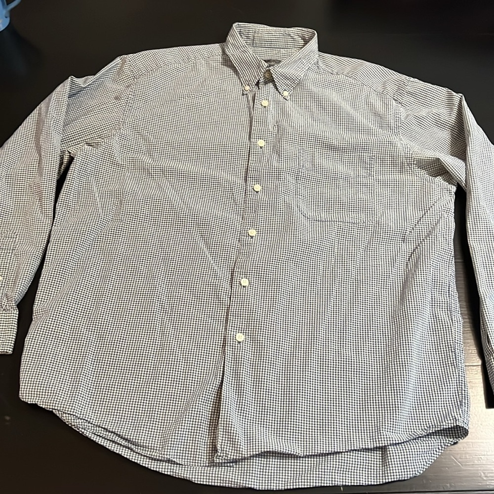 Eddie Bauer Blue and White Checkered button down Shirt‎